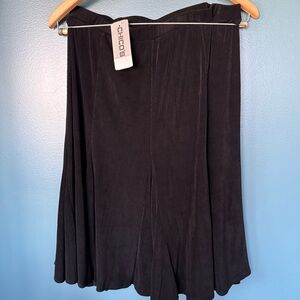 CHICO'S TRAVELERS Women's Acetate Travel Matty Skirt Midi Black Size 2 Large New